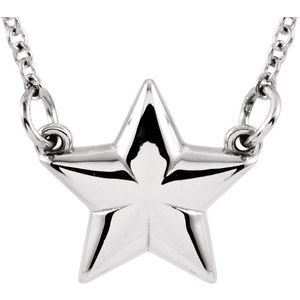 14K White Gold 10.7 X 9.8 Mm 18 In Polished Star 18 Inch Necklace