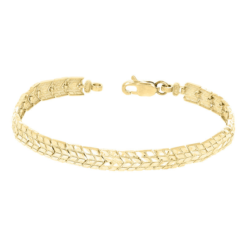 10kt Yellow Gold Womens Fashion Link Bracelet