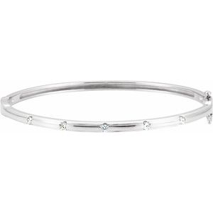 14K White Gold Round 2.4 Mm 3.3 Mm 6 In Polished 1/4 Ctw Lab Grown Diamond Bracelet