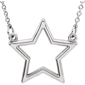 Sterling Silver 16.8 X 16 Mm 16 In Polished Star Necklace