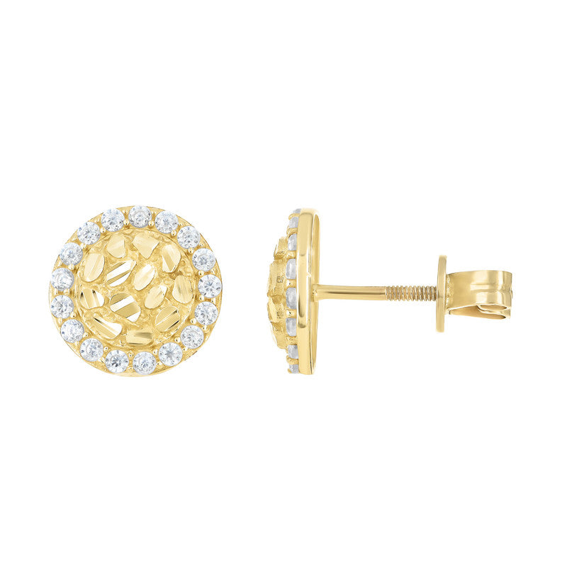 10kt Yellow Gold Womens Cubic-Zirconia Round Fashion Stud Earrings