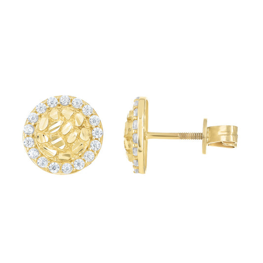 10kt Yellow Gold Womens Cubic-Zirconia Round Fashion Stud Earrings