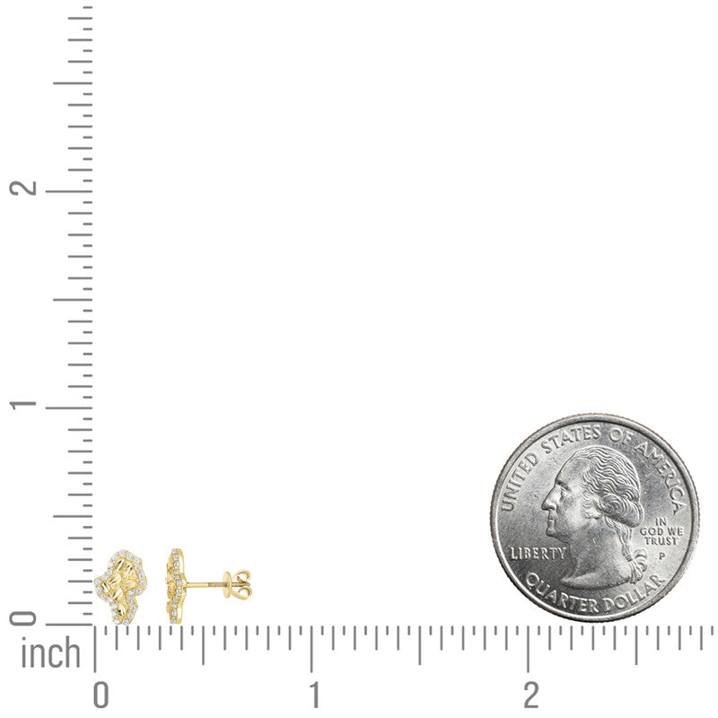 10kt Yellow Gold Unisex Cubic-Zirconia Map Stud Earrings