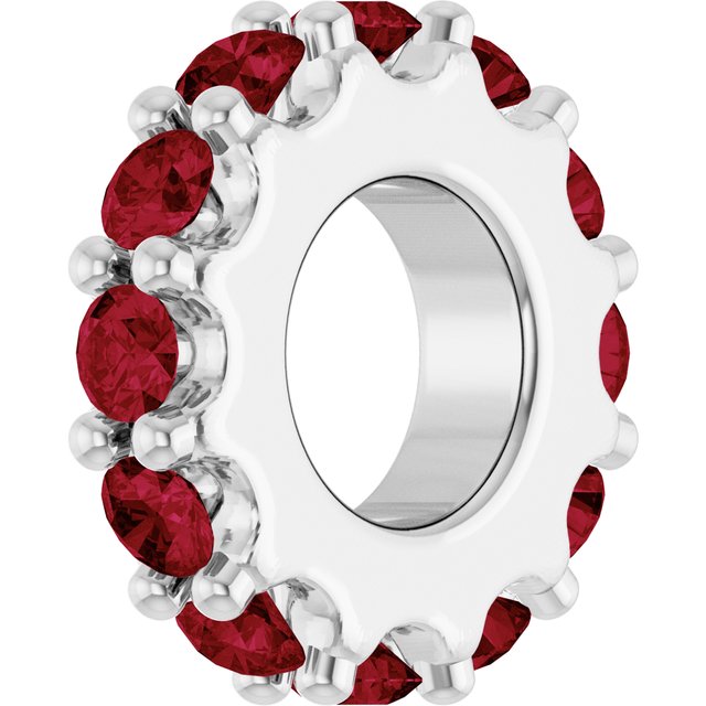 14K Yellow Or White Gold Or Sterling Silver Round 2 Mm Polished Lab-Grown Birthstone Spacer Charm/Pendant