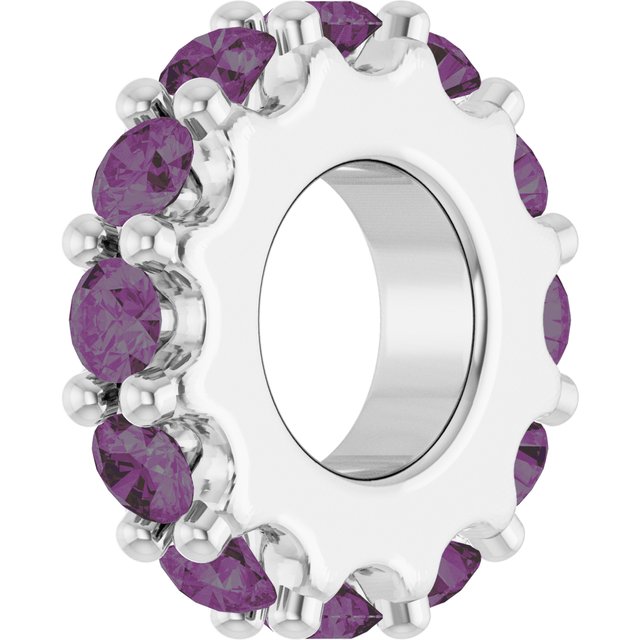 14K Yellow Or White Gold Or Sterling Silver Round 2 Mm Polished Lab-Grown Birthstone Spacer Charm/Pendant