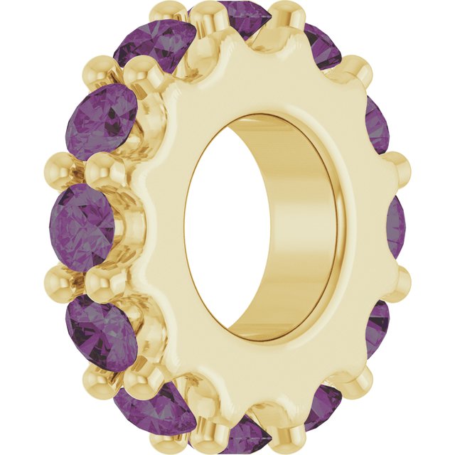 14K Yellow Or White Gold Or Sterling Silver Round 2 Mm Polished Lab-Grown Birthstone Spacer Charm/Pendant