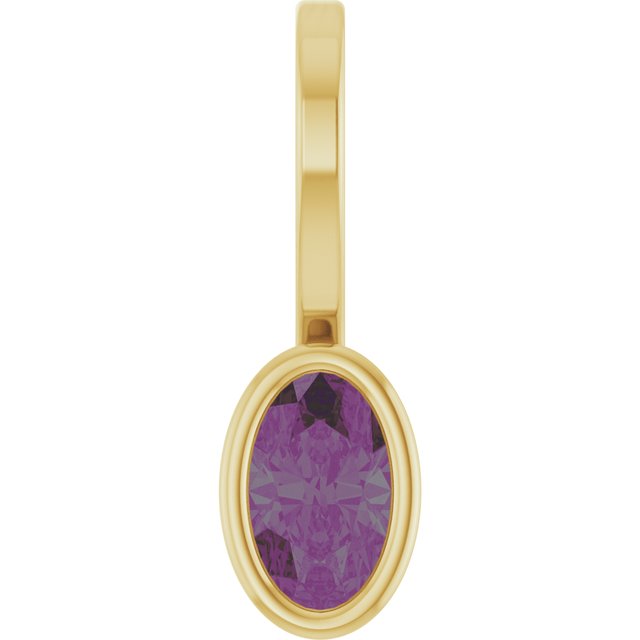 14K Yellow Gold Oval 5 X 3 Mm Polished Lab-Grown Alexandrite Solitaire Charm/Pendant