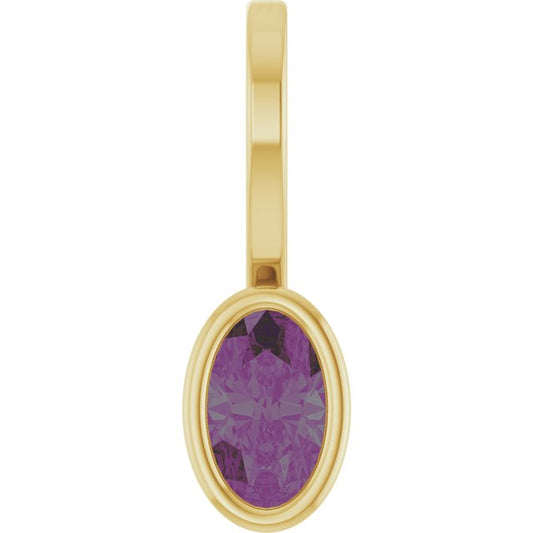 14K Yellow Gold Oval 5 X 3 Mm Polished Lab-Grown Alexandrite Solitaire Charm/Pendant