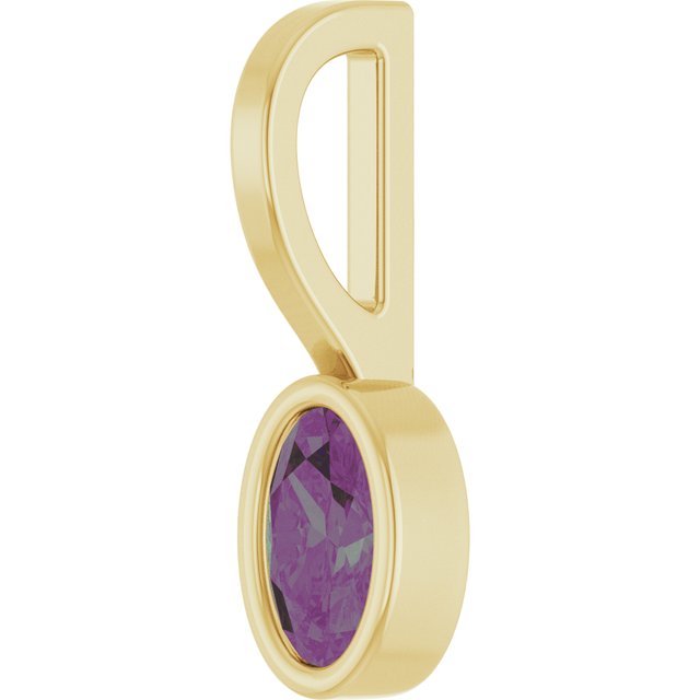 14K Yellow Gold Oval 5 X 3 Mm Polished Lab-Grown Alexandrite Solitaire Charm/Pendant