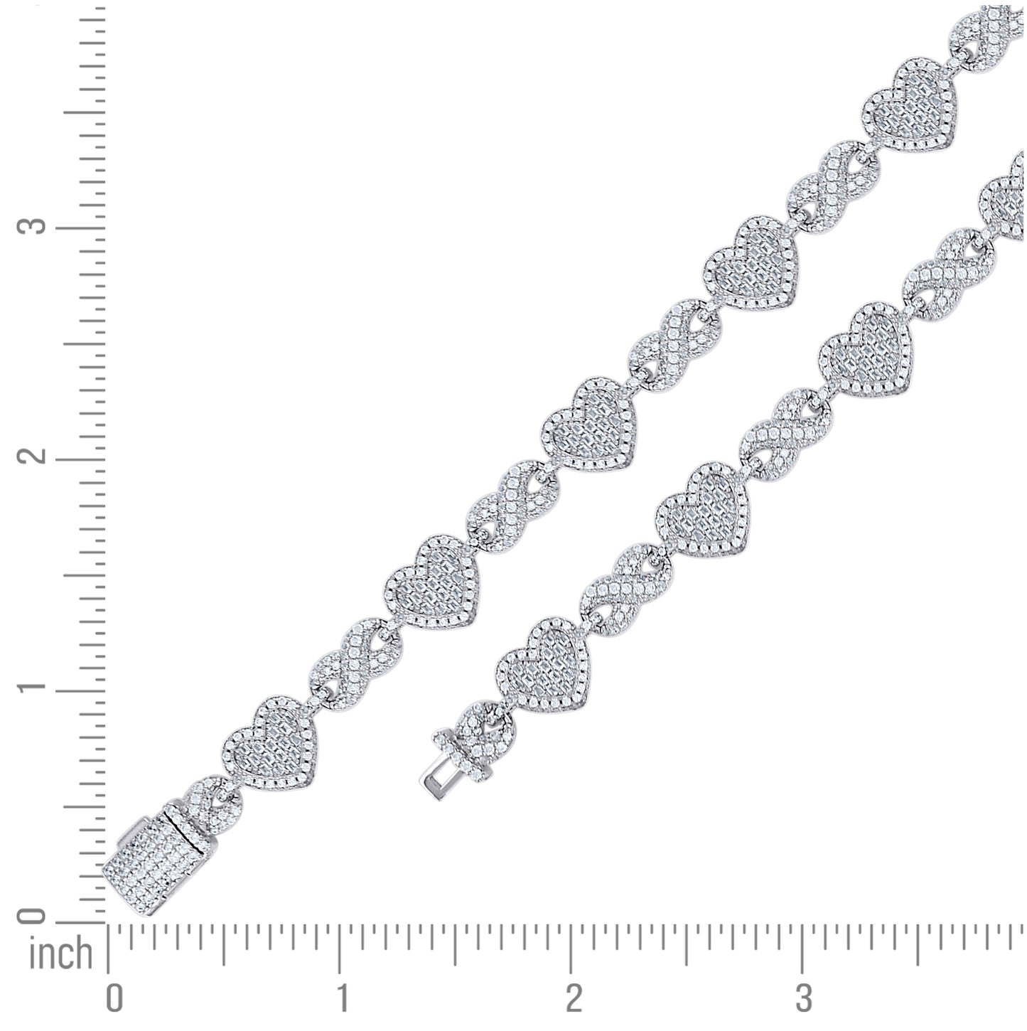 Sterling Silver Yellow-tone Womens Baguette Round Cubic-Zirconia Hearts & Infinity Love Bracelet 7.5 Inches– Elegant Jewelry Gift for Birthday, Anniversary, Engagement, Wedding