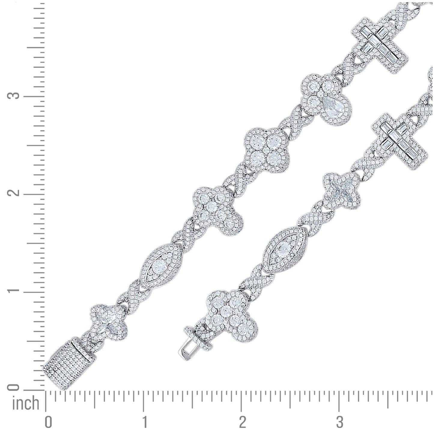 Sterling Silver Unisex  9.49ct, 2.26ct  Moissanite Infinity Cross Religious Charm Bracelet 7.5 Inches– Elegant Jewelry Gift for Birthday, Anniversary, Engagement, Wedding