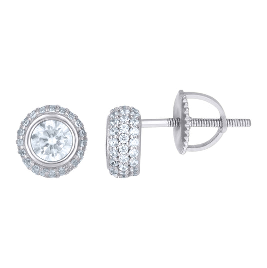 Sterling Silver Womens Moissanite Round Fashion Stud Earrings– Elegant Jewelry Gift for Birthday, Anniversary, Engagement, Wedding