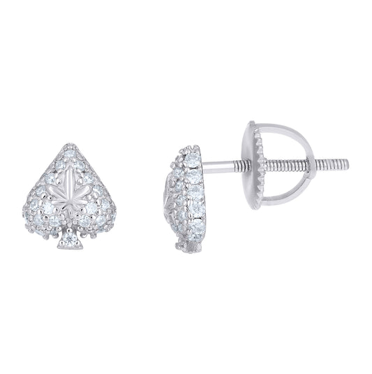 Sterling Silver Womens Moissanite Ace of Spades Fashion Stud Earrings– Elegant Jewelry Gift for Birthday, Anniversary, Engagement, Wedding