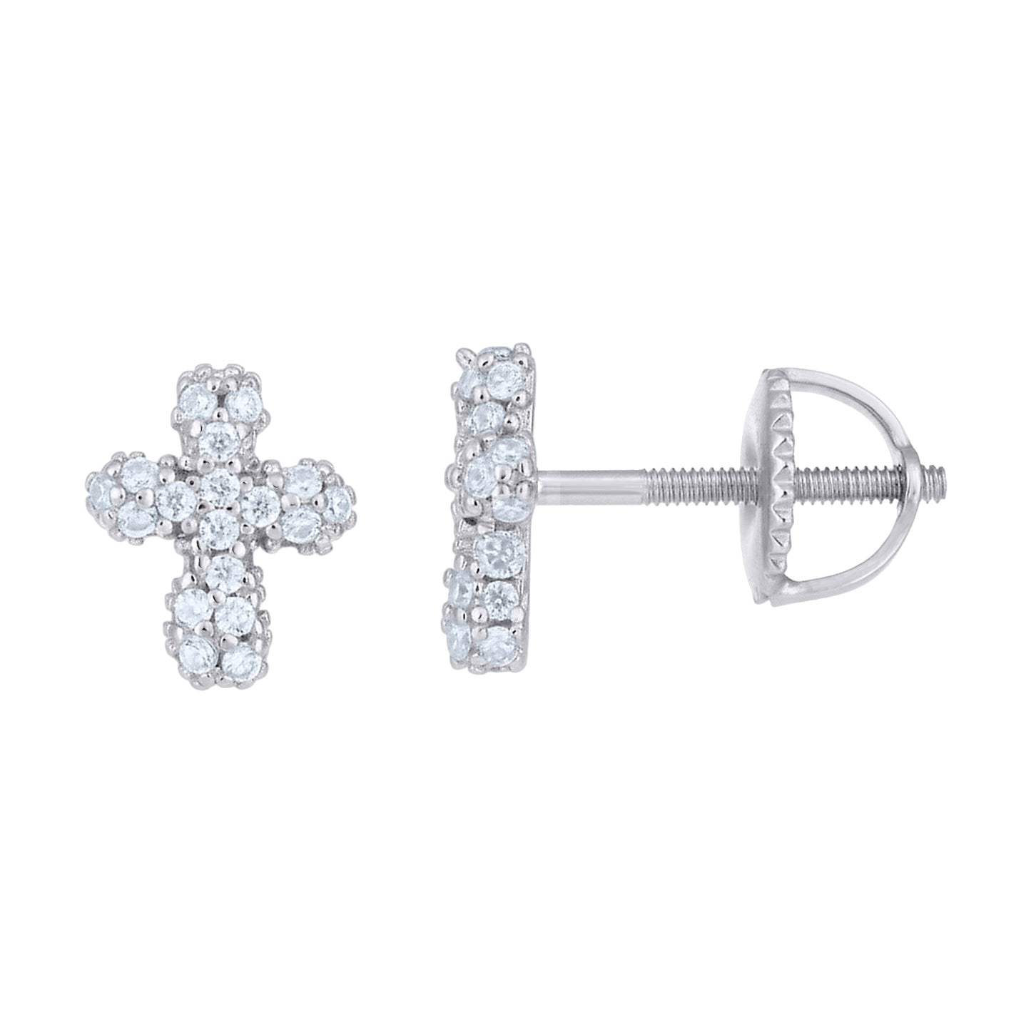 Sterling Silver Womens Moissanite Cross Religious Stud Earrings– Elegant Jewelry Gift for Birthday, Anniversary, Engagement, Wedding
