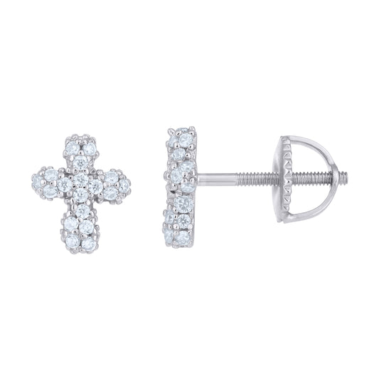 Sterling Silver Womens Moissanite Cross Religious Stud Earrings– Elegant Jewelry Gift for Birthday, Anniversary, Engagement, Wedding
