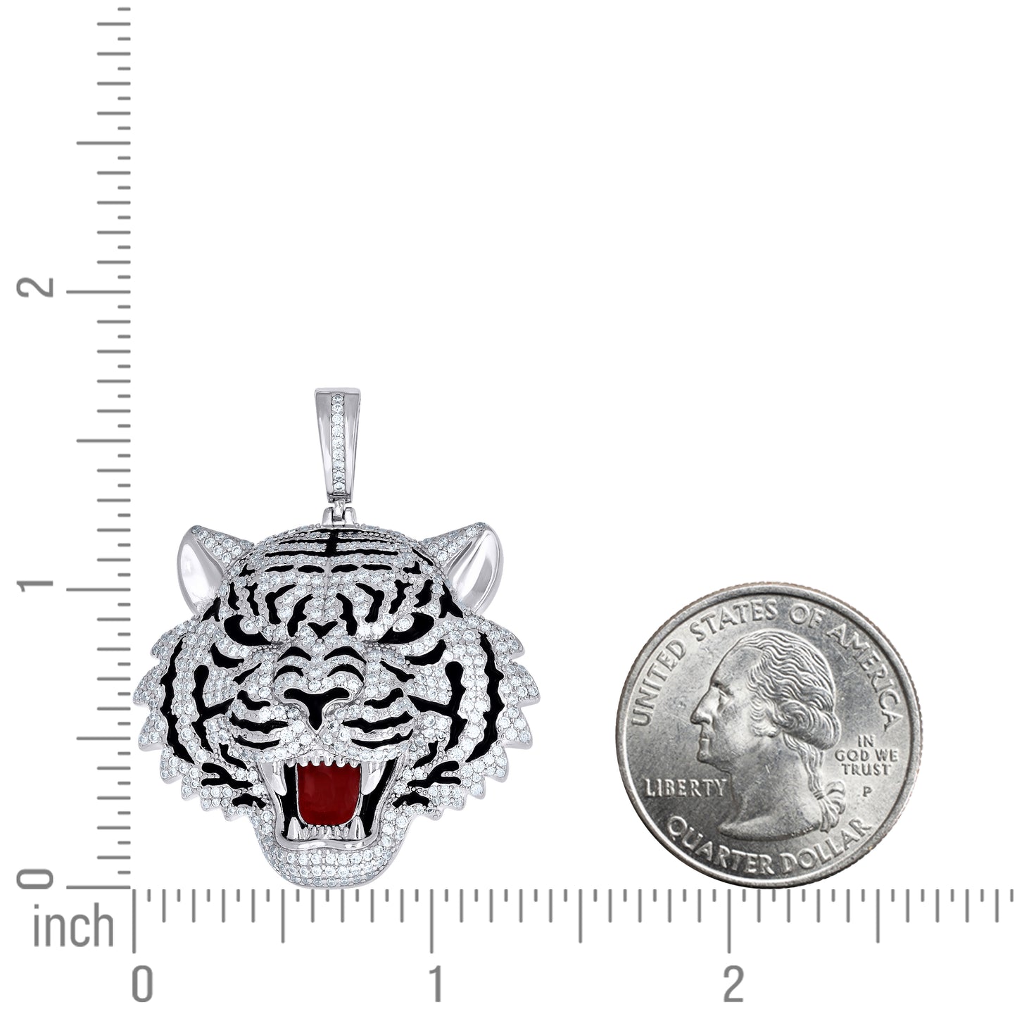 Sterling Silver Mens  4.11ct  Moissanite Enameled Tiger Fashion Pendant – Elegant Jewelry Gift for Birthday, Anniversary, Engagement, Wedding
