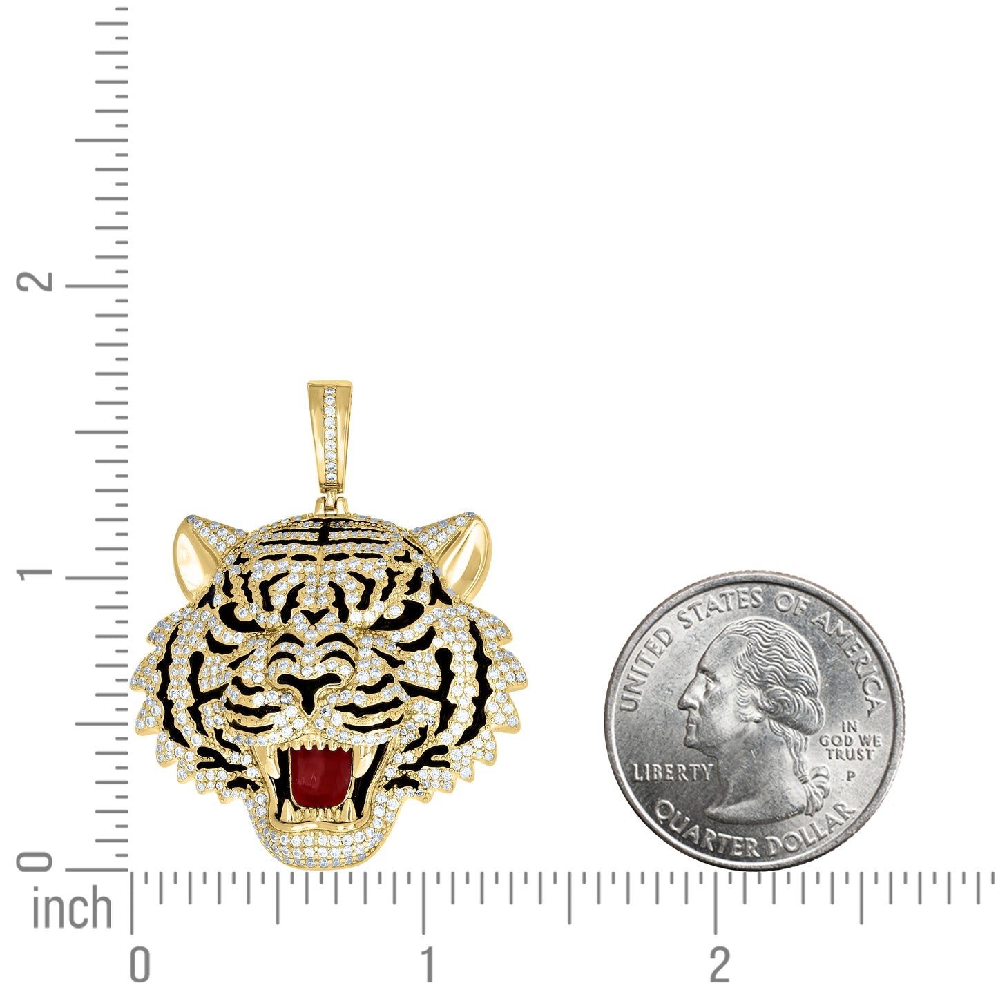 Sterling Silver Mens  4.11ct  Moissanite Enameled Tiger Fashion Pendant – Elegant Jewelry Gift for Birthday, Anniversary, Engagement, Wedding