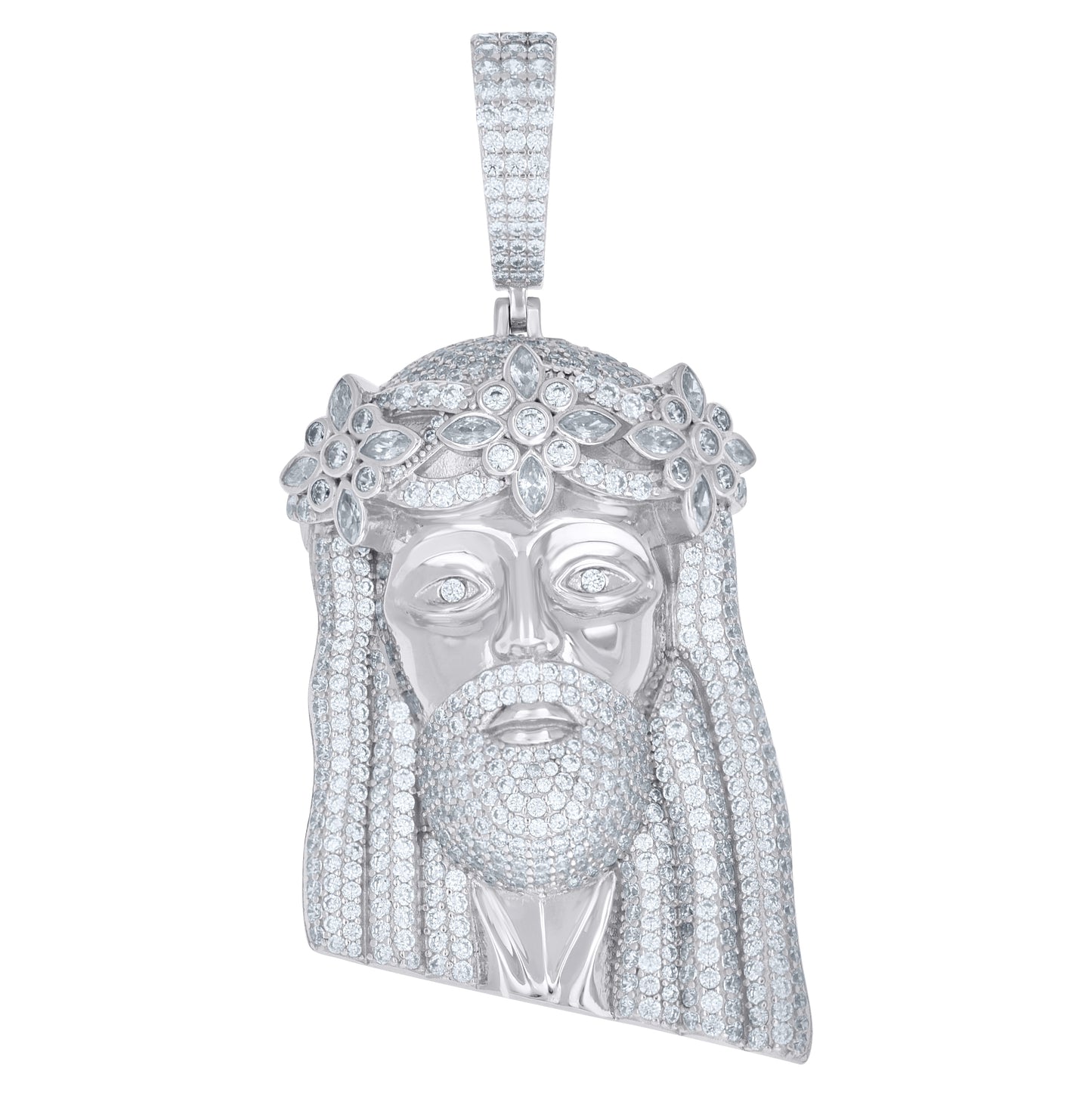 Sterling Silver Mens Marquise Round Moissanite Jesus Religious Pendant – Elegant Jewelry Gift for Birthday, Anniversary, Engagement, Wedding