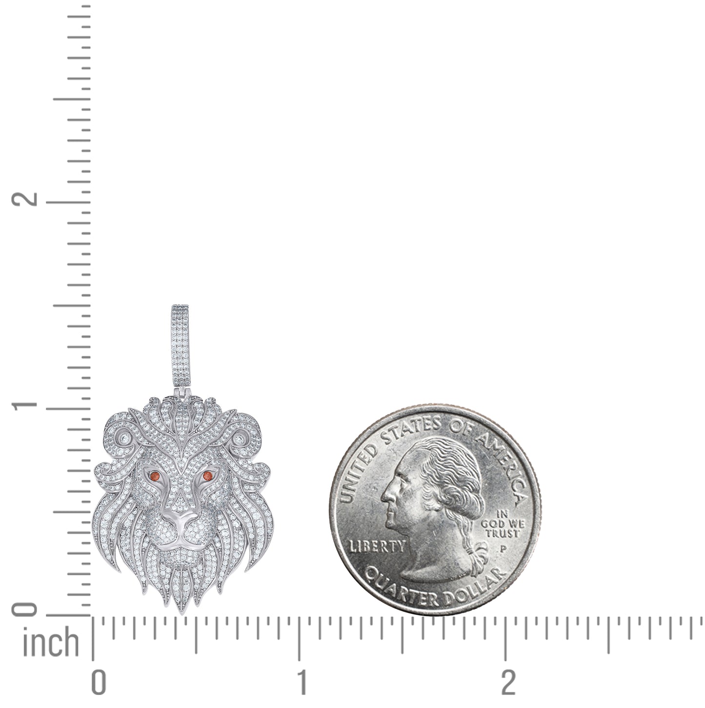 Sterling Silver Mens Red White  3.97ct  Moissanite Loin Fashion Pendant – Elegant Jewelry Gift for Birthday, Anniversary, Engagement, Wedding