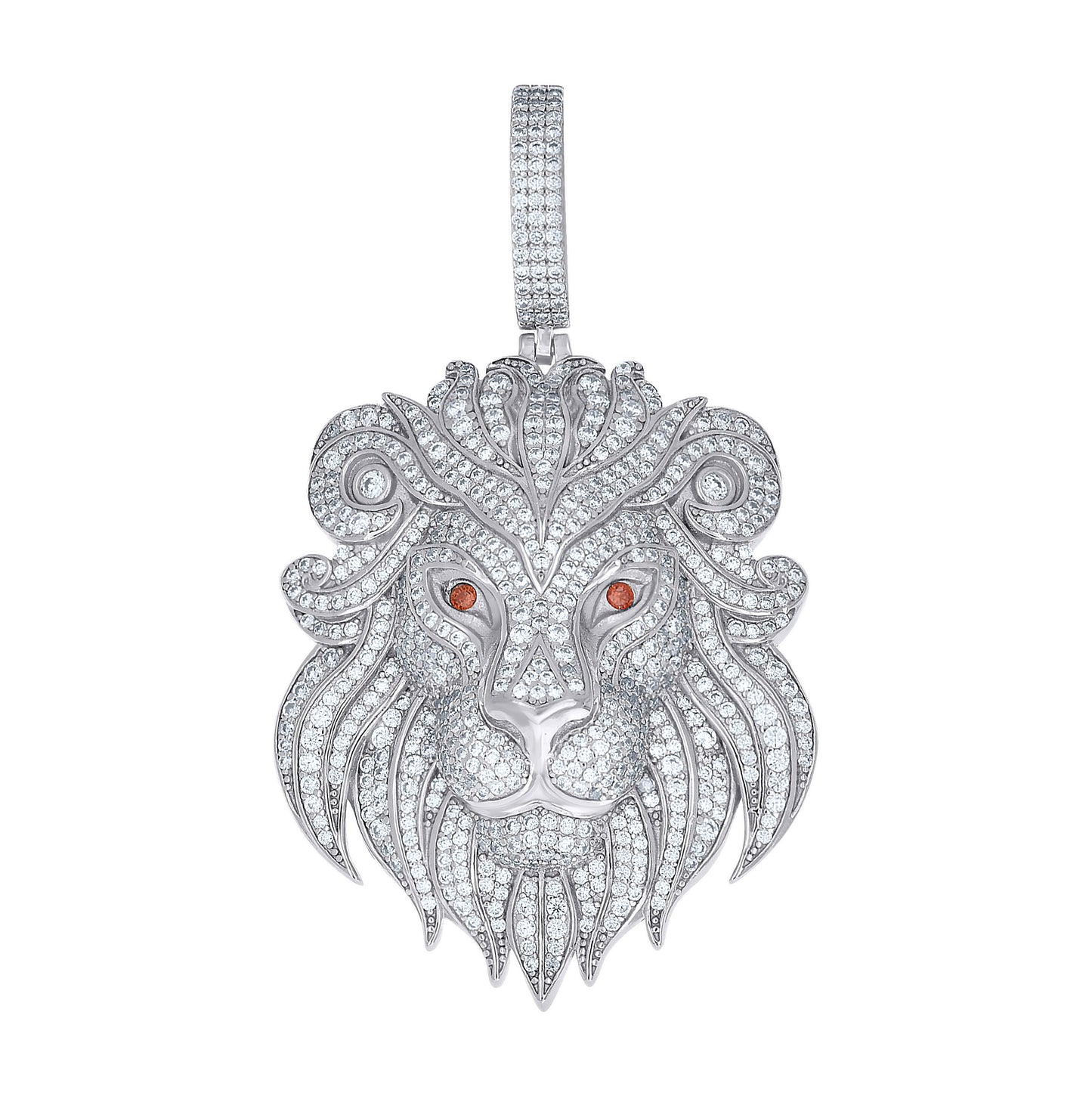 Sterling Silver Mens Red White  3.97ct  Moissanite Loin Fashion Pendant – Elegant Jewelry Gift for Birthday, Anniversary, Engagement, Wedding