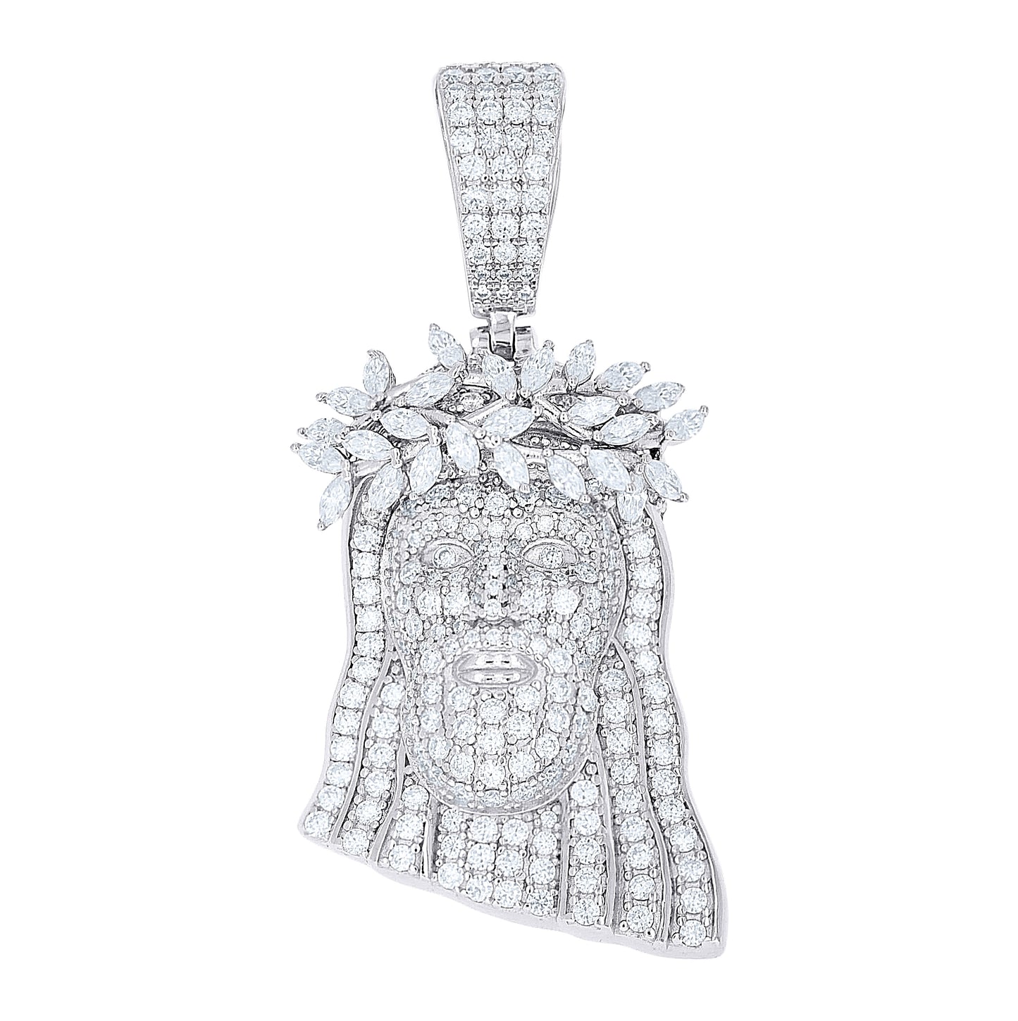 Sterling Silver Men Round Marquise  2.48ct, 1.02ct Moissanite Jesus Religious Pendant – Elegant Jewelry Gift for Birthday, Anniversary, Engagement, Wedding