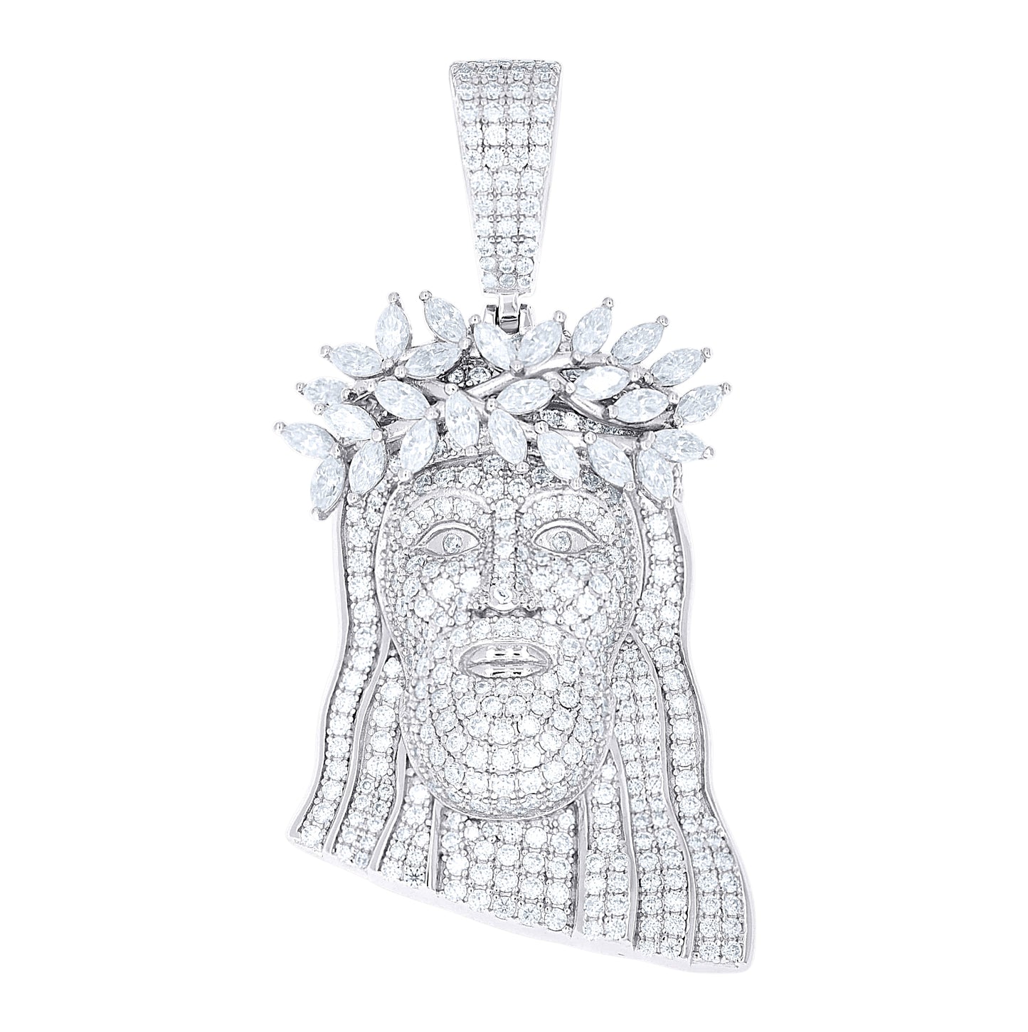 Sterling Silver Men Round Marquise  4.13ct, 2.14ct Moissanite Jesus Religious Pendant – Elegant Jewelry Gift for Birthday, Anniversary, Engagement, Wedding