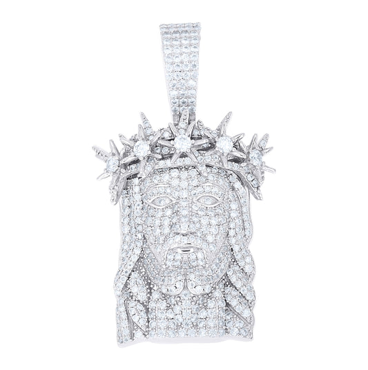 Sterling Silver Men  3.55ct Moissanite Jesus Religious Pendant – Elegant Jewelry Gift for Birthday, Anniversary, Engagement, Wedding