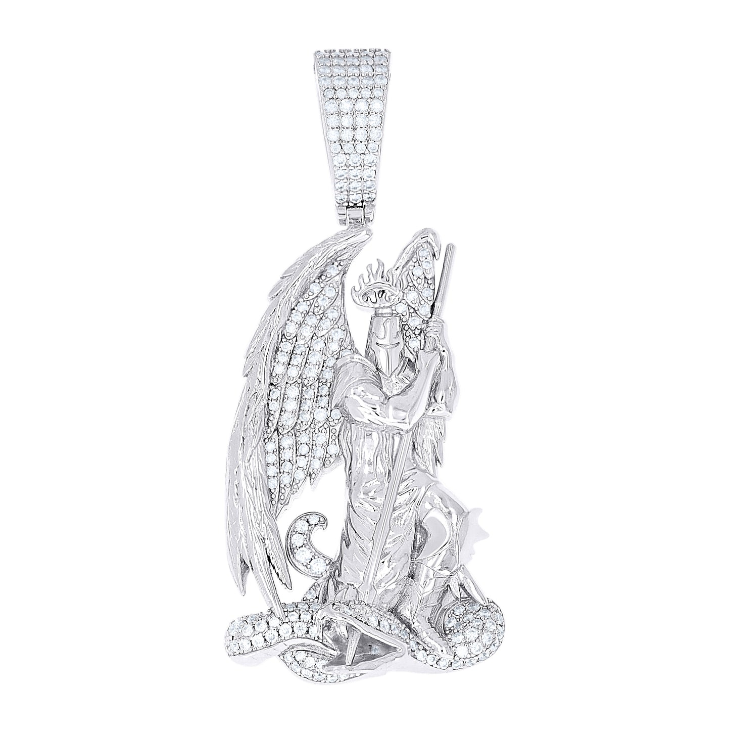 Sterling Silver Men  1.36ct Moissanite St. Michael Religious Pendant – Elegant Jewelry Gift for Birthday, Anniversary, Engagement, Wedding
