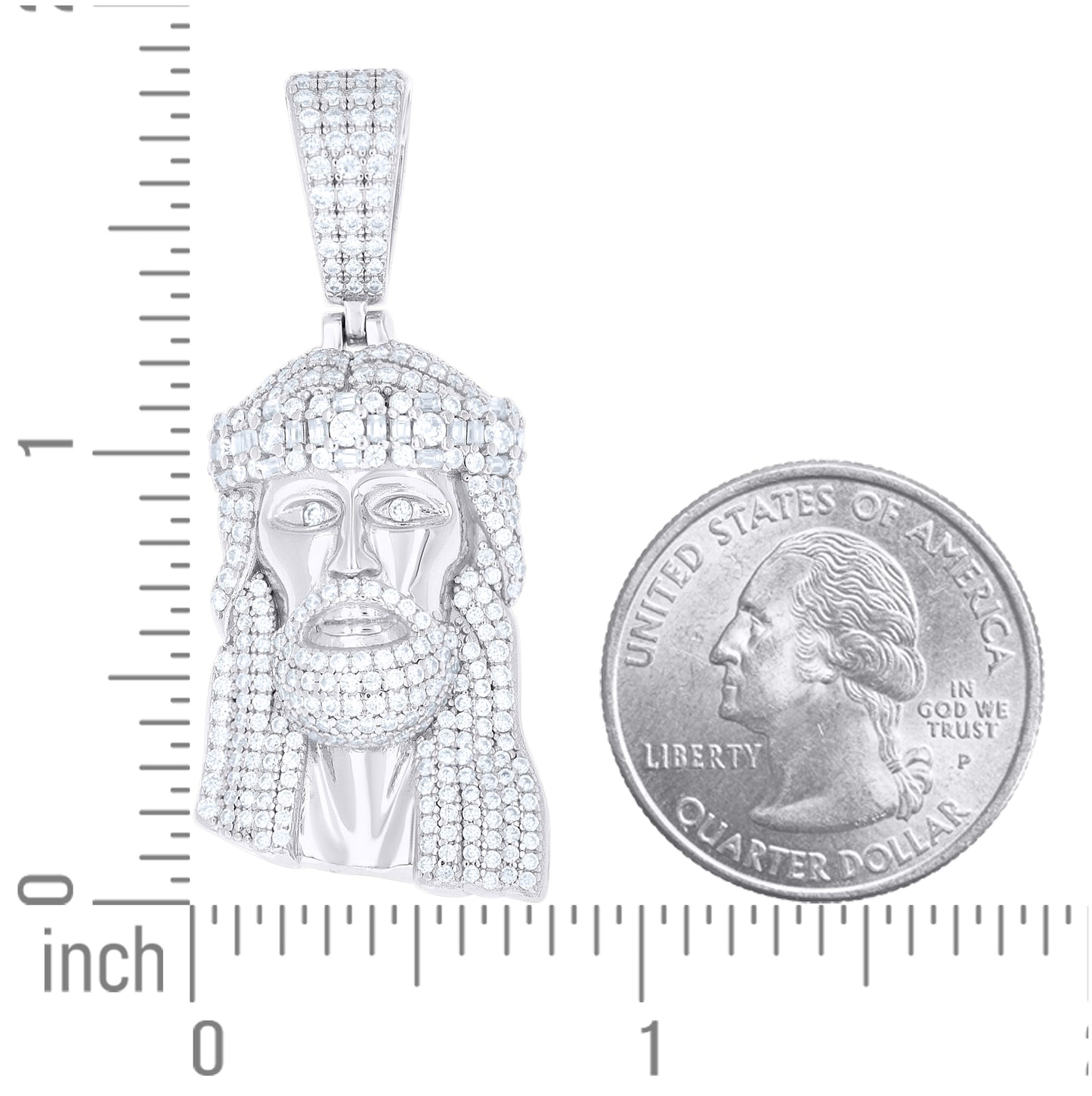 Sterling Silver Men Round Baguette  2.11ct, 0.37ct Moissanite Jesus Religious Pendant – Elegant Jewelry Gift for Birthday, Anniversary, Engagement, Wedding