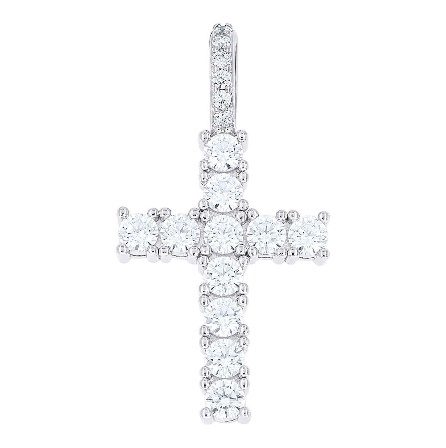 Sterling Silver Unisex  3.55ct Moissanite Cross Religious Pendant – Elegant Jewelry Gift for Birthday, Anniversary, Engagement, Wedding