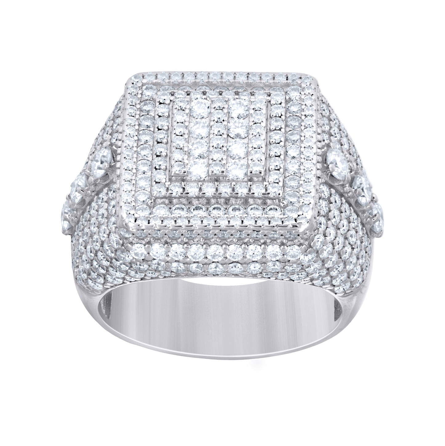 Sterling Silver Mens 4.98ct Moissanite Square Head Fashion Ring Size 10 – Elegant Jewelry Gift for Birthday, Anniversary, Engagement, Wedding