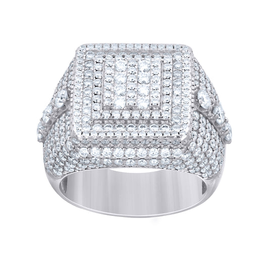 Sterling Silver Mens 4.98ct Moissanite Square Head Fashion Ring Size 10 – Elegant Jewelry Gift for Birthday, Anniversary, Engagement, Wedding