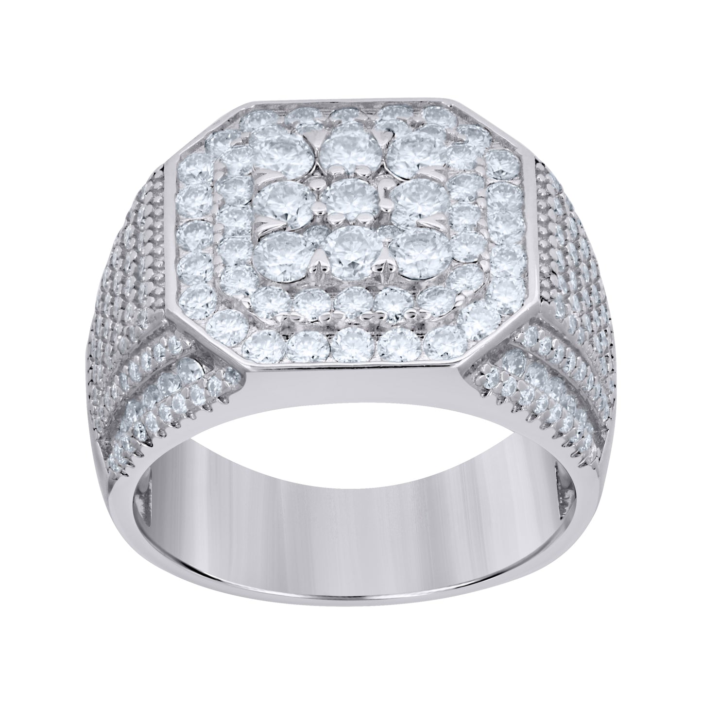Sterling Silver Mens 3.86ct Moissanite Octagon Head Fashion Ring Size 10 – Elegant Jewelry Gift for Birthday, Anniversary, Engagement, Wedding