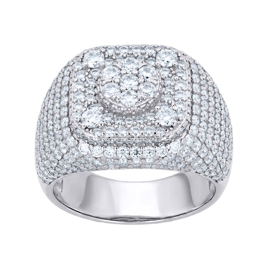 Sterling Silver Mens 4.34ct Moissanite Square Head Fashion Ring Size 10 – Elegant Jewelry Gift for Birthday, Anniversary, Engagement, Wedding