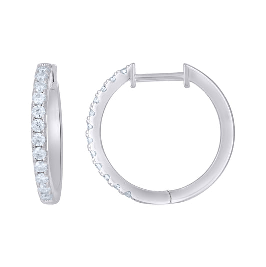 Sterling Silver Womens Moissanite Single Row Fashion Hoop Earrings– Elegant Jewelry Gift for Birthday, Anniversary, Engagement, Wedding