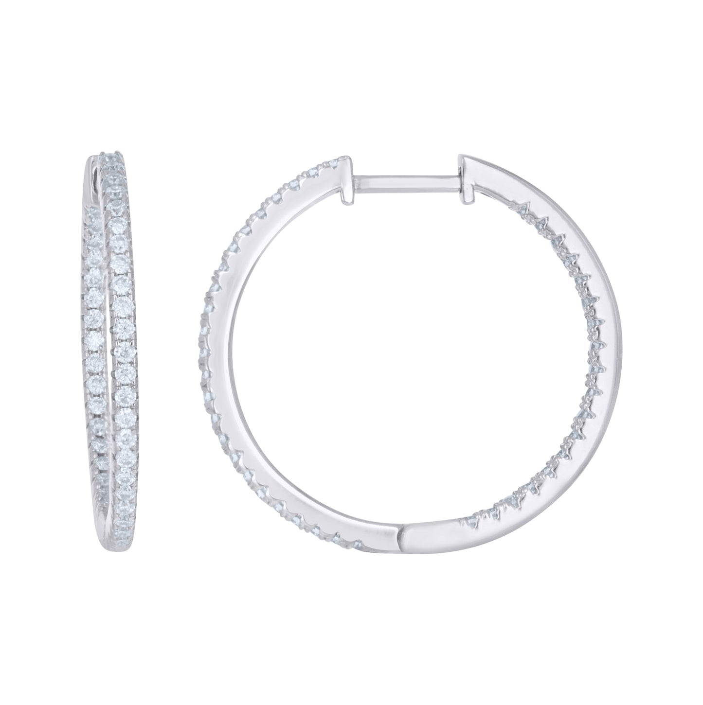 Sterling Silver Womens Moissanite Inside-Out Fashion Hoop Earrings– Elegant Jewelry Gift for Birthday, Anniversary, Engagement, Wedding