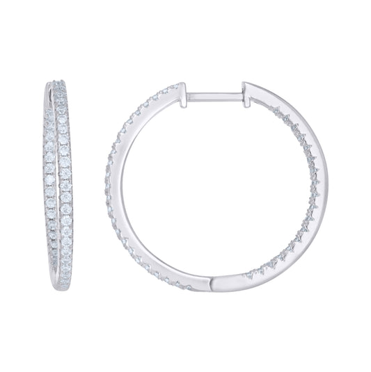 Sterling Silver Womens Moissanite Inside-Out Fashion Hoop Earrings– Elegant Jewelry Gift for Birthday, Anniversary, Engagement, Wedding