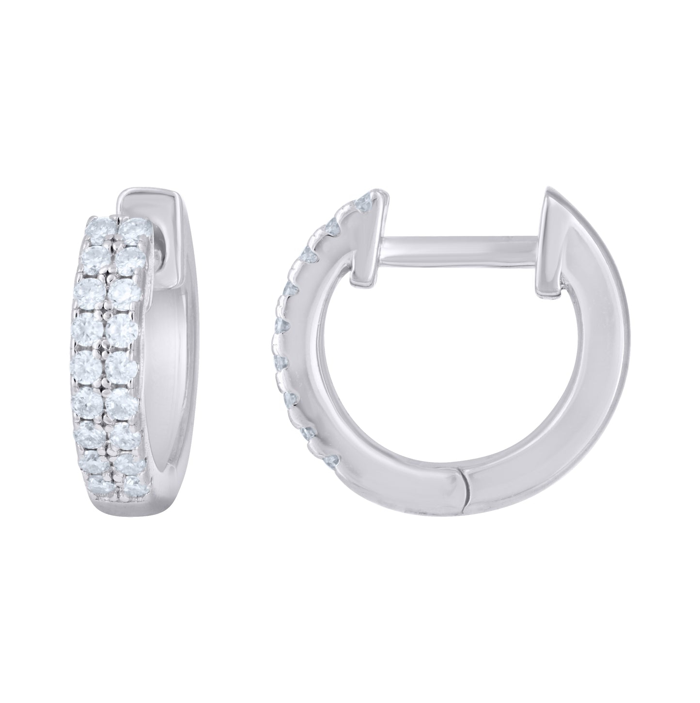 Sterling Silver Womens Moissanite Double Row Fashion Hoop Earrings– Elegant Jewelry Gift for Birthday, Anniversary, Engagement, Wedding
