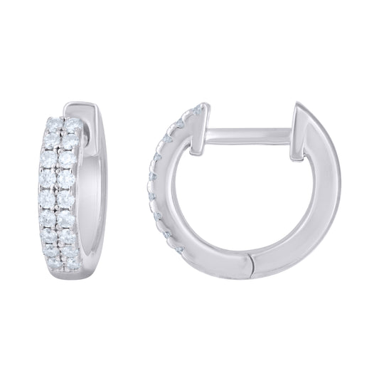 Sterling Silver Womens Moissanite Double Row Fashion Hoop Earrings– Elegant Jewelry Gift for Birthday, Anniversary, Engagement, Wedding