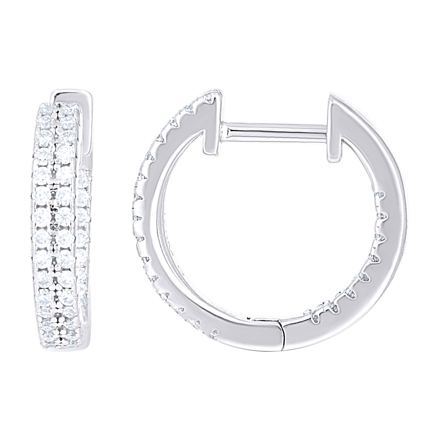 Sterling Silver Women  0.47ct Moissanite Double Row Hoop Earrings– Elegant Jewelry Gift for Birthday, Anniversary, Engagement, Wedding