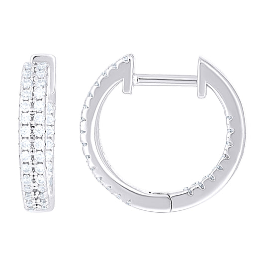 Sterling Silver Women  0.47ct Moissanite Double Row Hoop Earrings– Elegant Jewelry Gift for Birthday, Anniversary, Engagement, Wedding