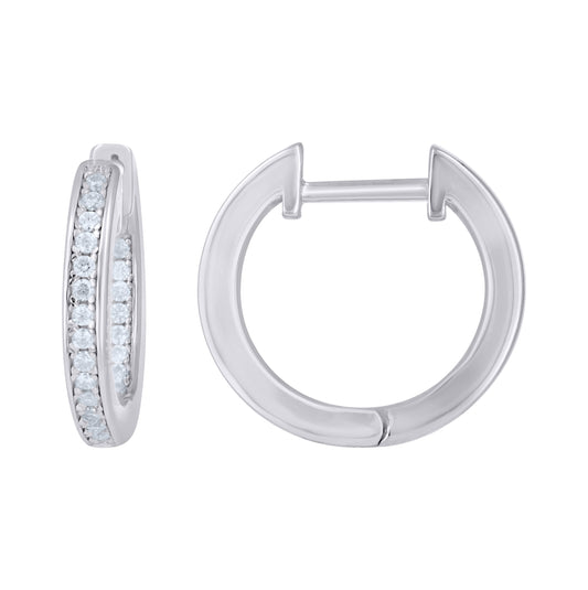 Sterling Silver Womens Moissanite Inside-Out Fashion Hoop Earrings– Elegant Jewelry Gift for Birthday, Anniversary, Engagement, Wedding