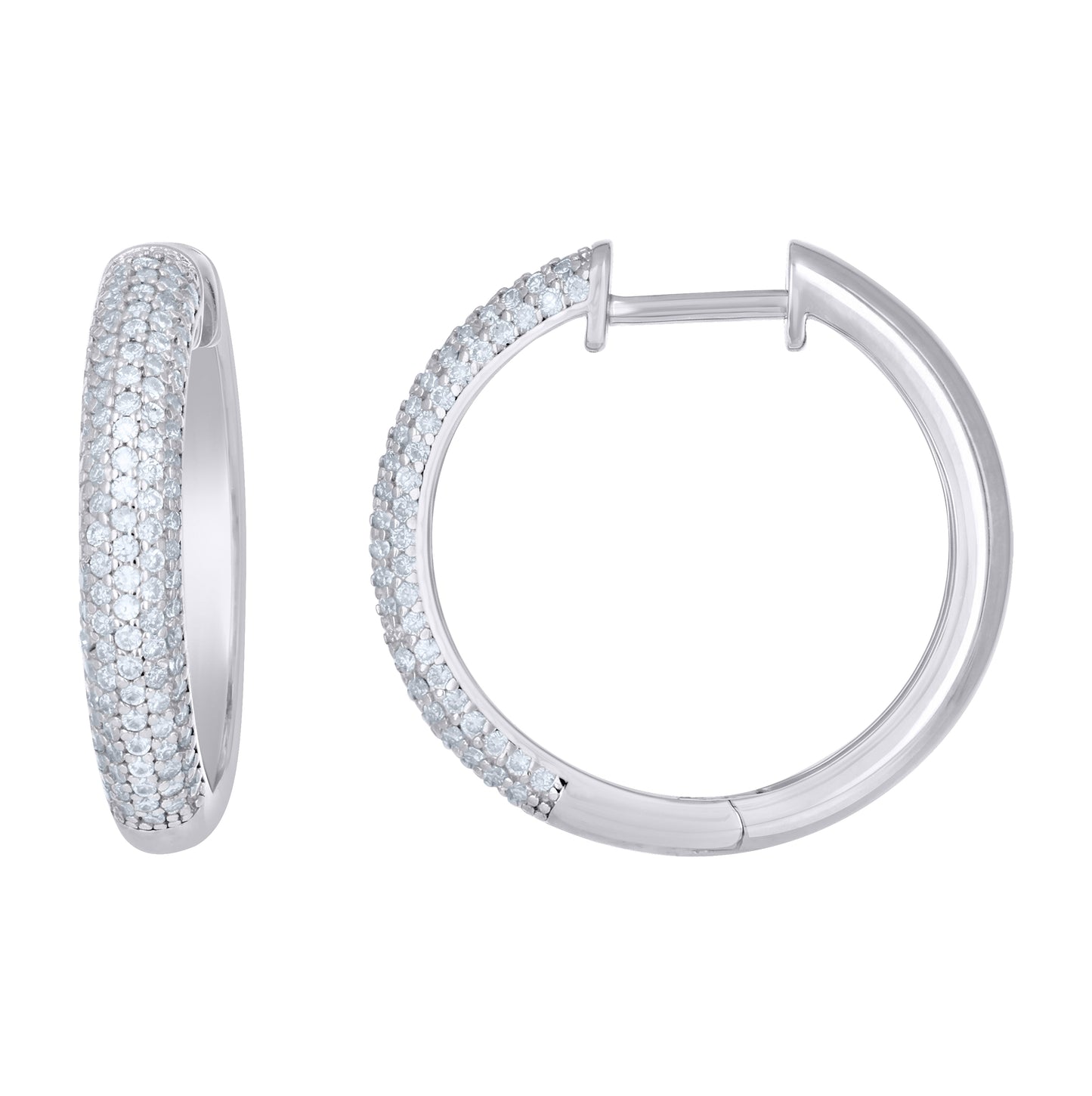 Sterling Silver Womens Moissanite Five Row Fashion Hoop Earrings– Elegant Jewelry Gift for Birthday, Anniversary, Engagement, Wedding