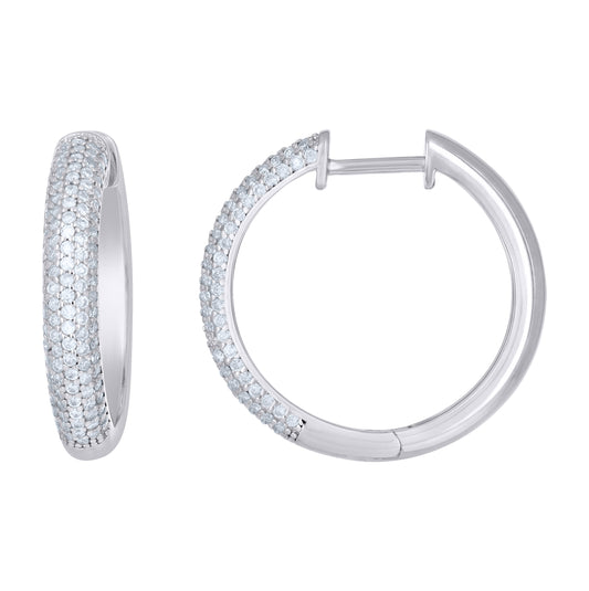 Sterling Silver Womens Moissanite Five Row Fashion Hoop Earrings– Elegant Jewelry Gift for Birthday, Anniversary, Engagement, Wedding