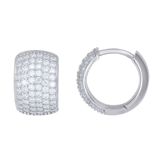 Sterling Silver Womens  1.28ct  Moissanite Six Rows Fashion Hoop Earrings– Elegant Jewelry Gift for Birthday, Anniversary, Engagement, Wedding