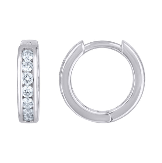 Sterling Silver Womens Moissanite Single Row Fashion Hoop Earrings– Elegant Jewelry Gift for Birthday, Anniversary, Engagement, Wedding