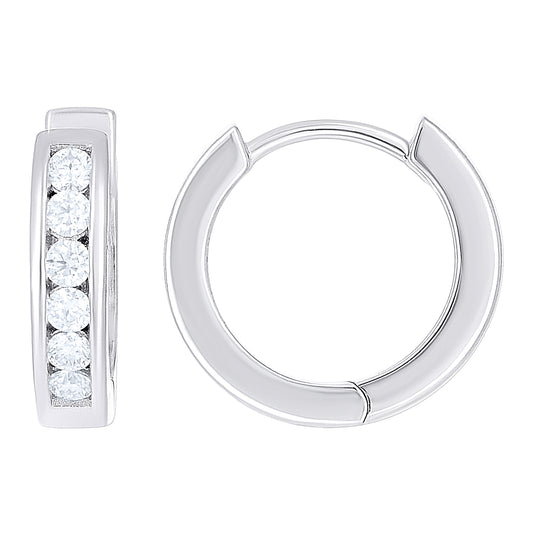 Sterling Silver Women  0.43ct Moissanite Single Row Hoop Earrings– Elegant Jewelry Gift for Birthday, Anniversary, Engagement, Wedding