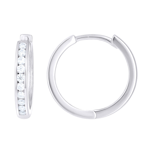Sterling Silver Women  0.54ct Moissanite Single Row Hoop Earrings– Elegant Jewelry Gift for Birthday, Anniversary, Engagement, Wedding