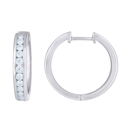 Sterling Silver Womens Moissanite Single Row Fashion Hoop Earrings– Elegant Jewelry Gift for Birthday, Anniversary, Engagement, Wedding