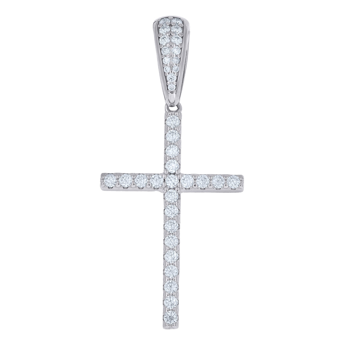 Sterling Silver Unisex  0.76ct  Moissanite Cross Religious Pendant – Elegant Jewelry Gift for Birthday, Anniversary, Engagement, Wedding